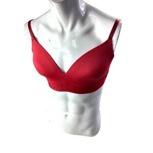 Victoria’s Secret Love Pink Wireless Red Bralette*Padded*Bra*Sissy*38C*EUC